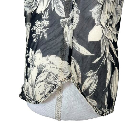 Y2K Tank Top Black Floral Sheer Size M - Picture 4 of 6